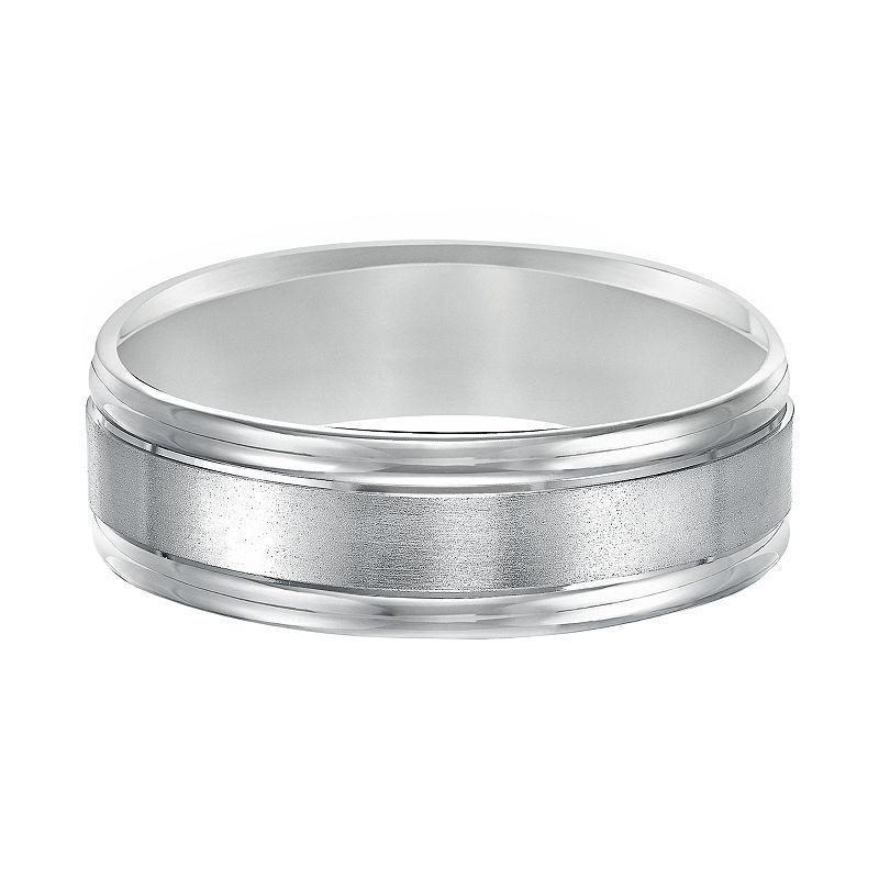 Mens AXL 14k White Gold Satin Band Wedding Ring Product Image