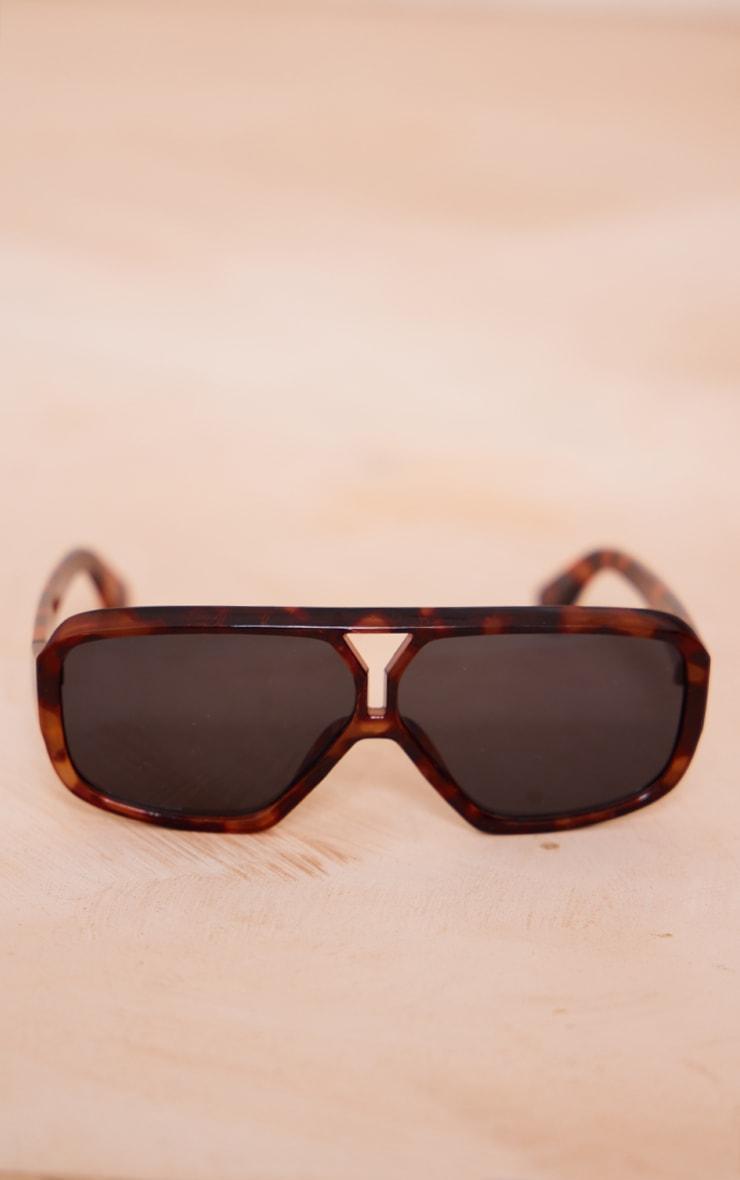 Tortoiseshell Slim Aviator Sunglasses Product Image