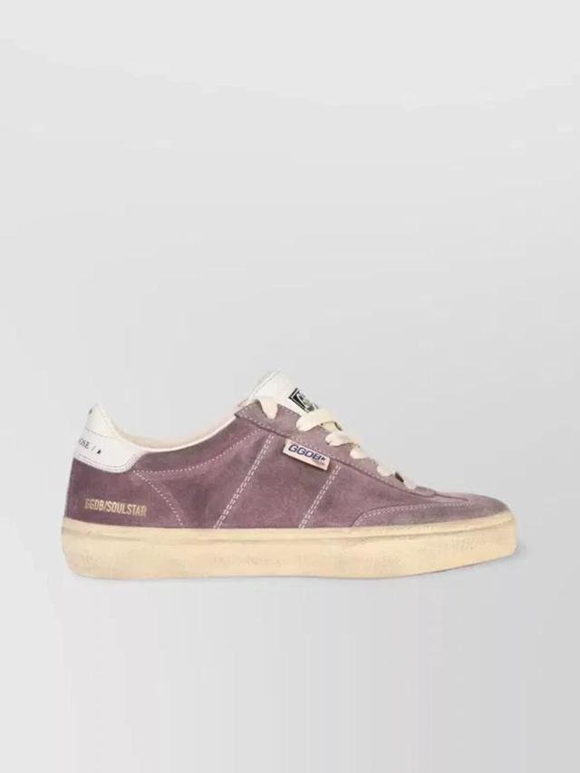 Distressed Finish Suede Sneakers In Beige Product Image