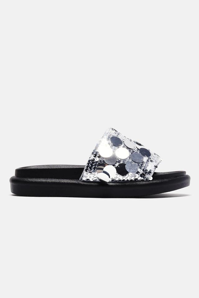 Girly Things Sequin Casual Slides - Silver Product Image