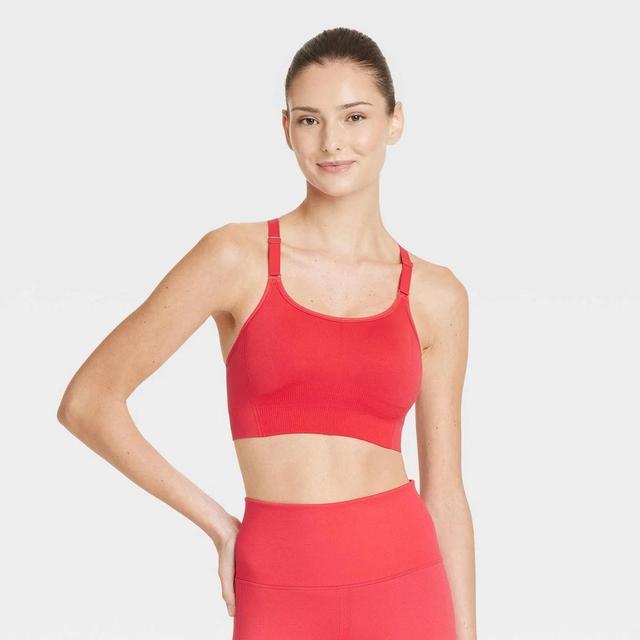 Womens Seamless Medium Support Cami Sports Bra - All In Motion Red XL Product Image