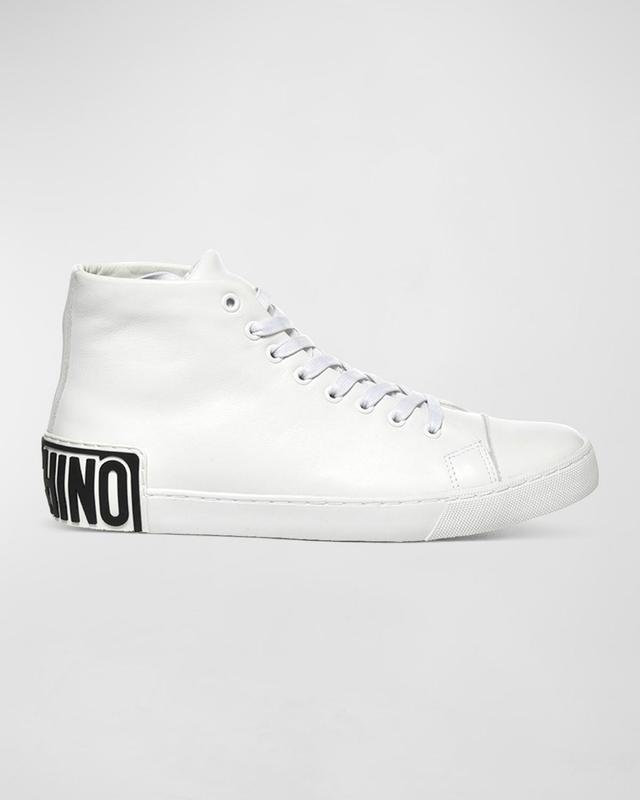 Mens Logo Leather High-Top Sneakers Product Image