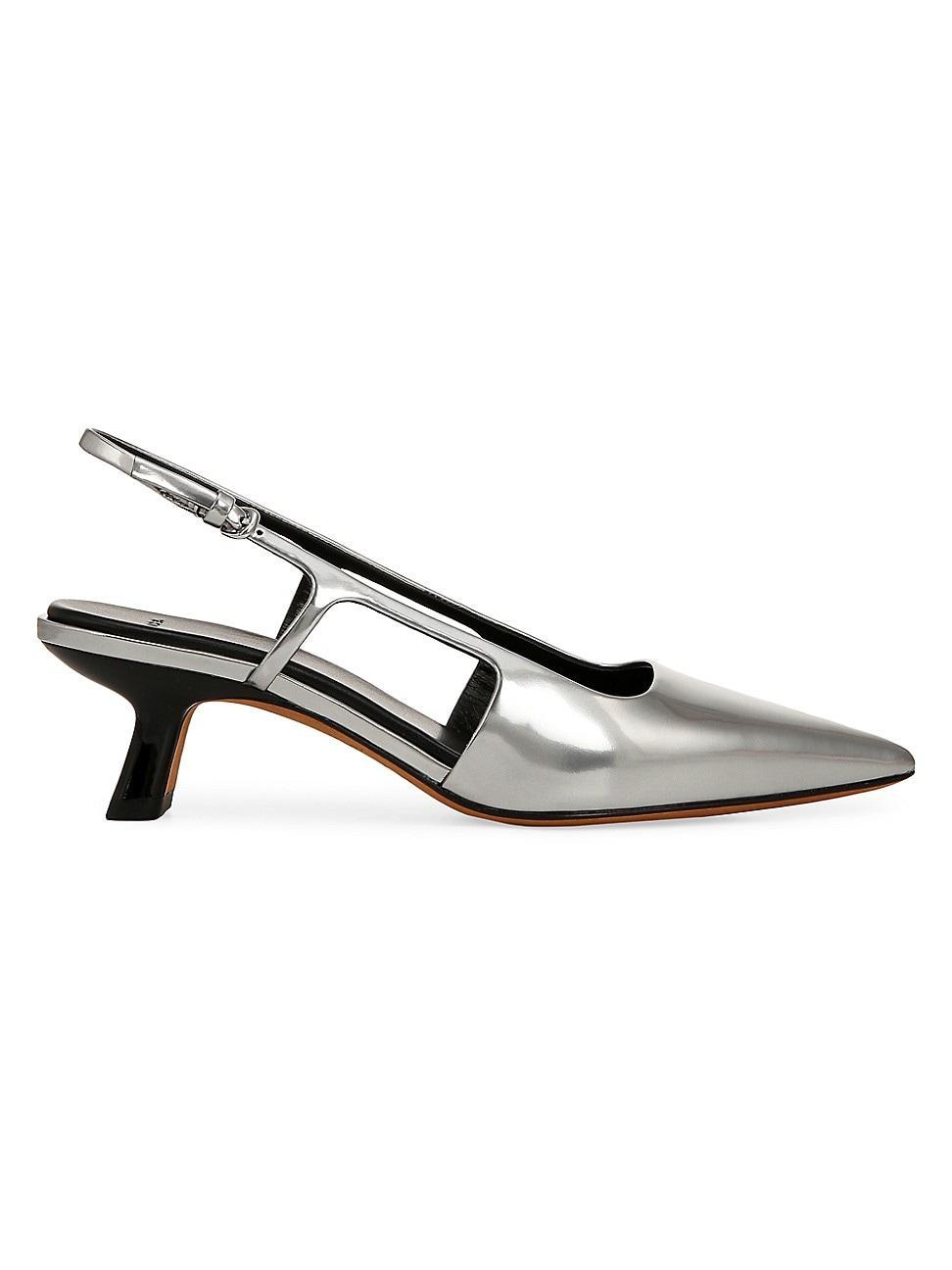 Womens Bianca 50MM Metallic Leather Slingback Pumps product image