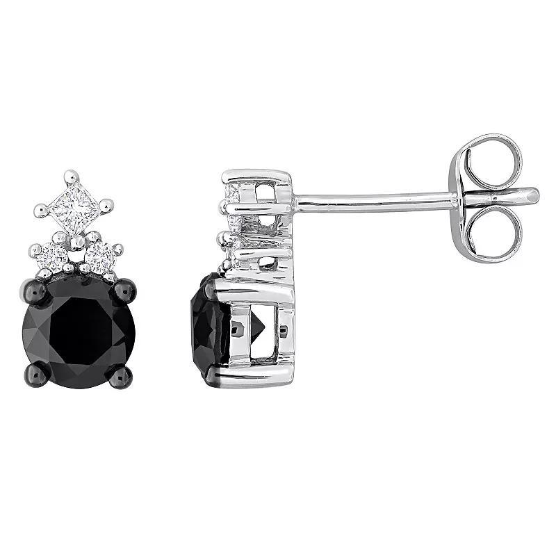 Stella Grace 14k White Gold 1 1/8 Carat T.W Black & White Diamond Stud Earrings, Womens Product Image