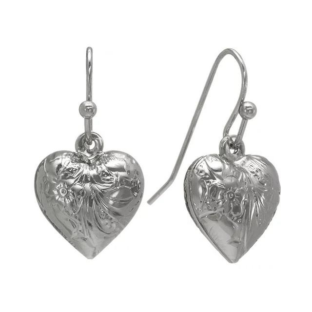 1928 Heart Drop Earrings, Womens, Grey Product Image