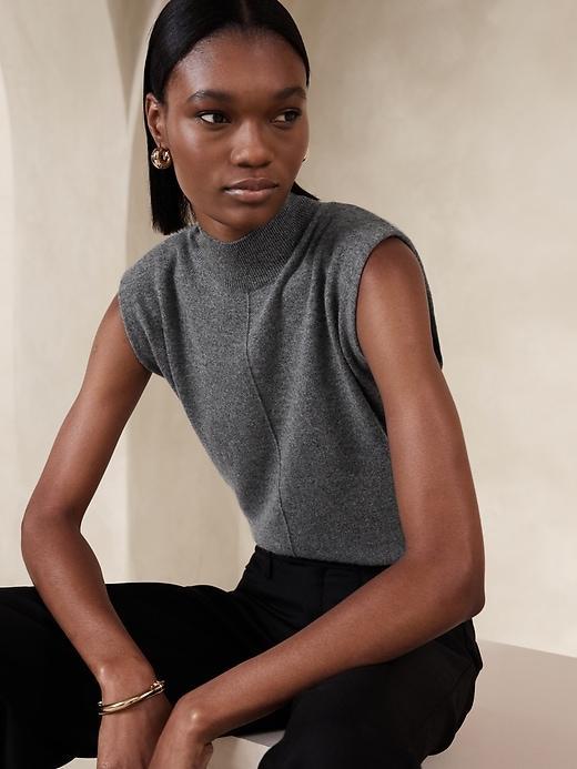 Franca Cashmere Padded-Shoulder Top Product Image