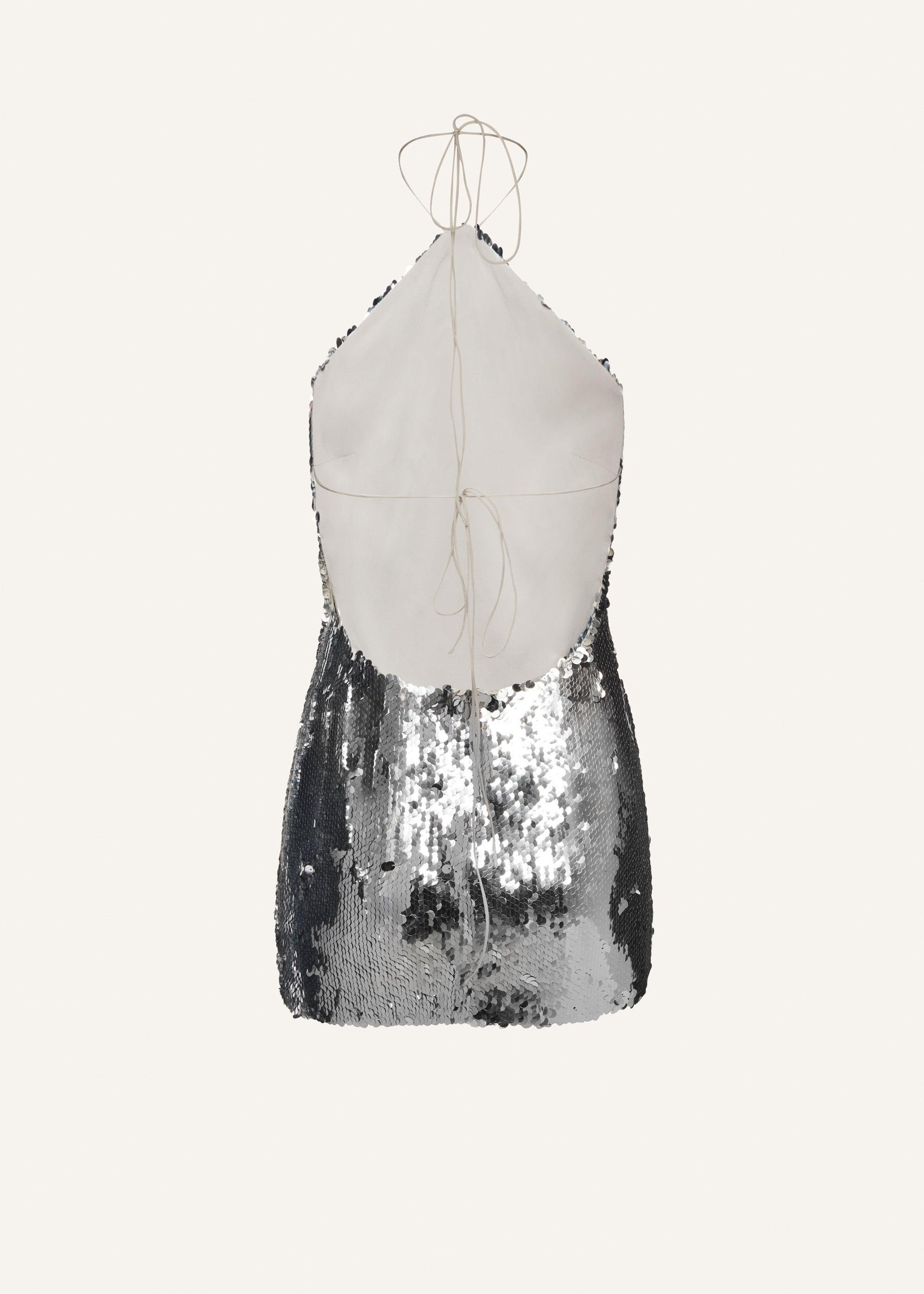 Choker sequin mini dress in silver Product Image