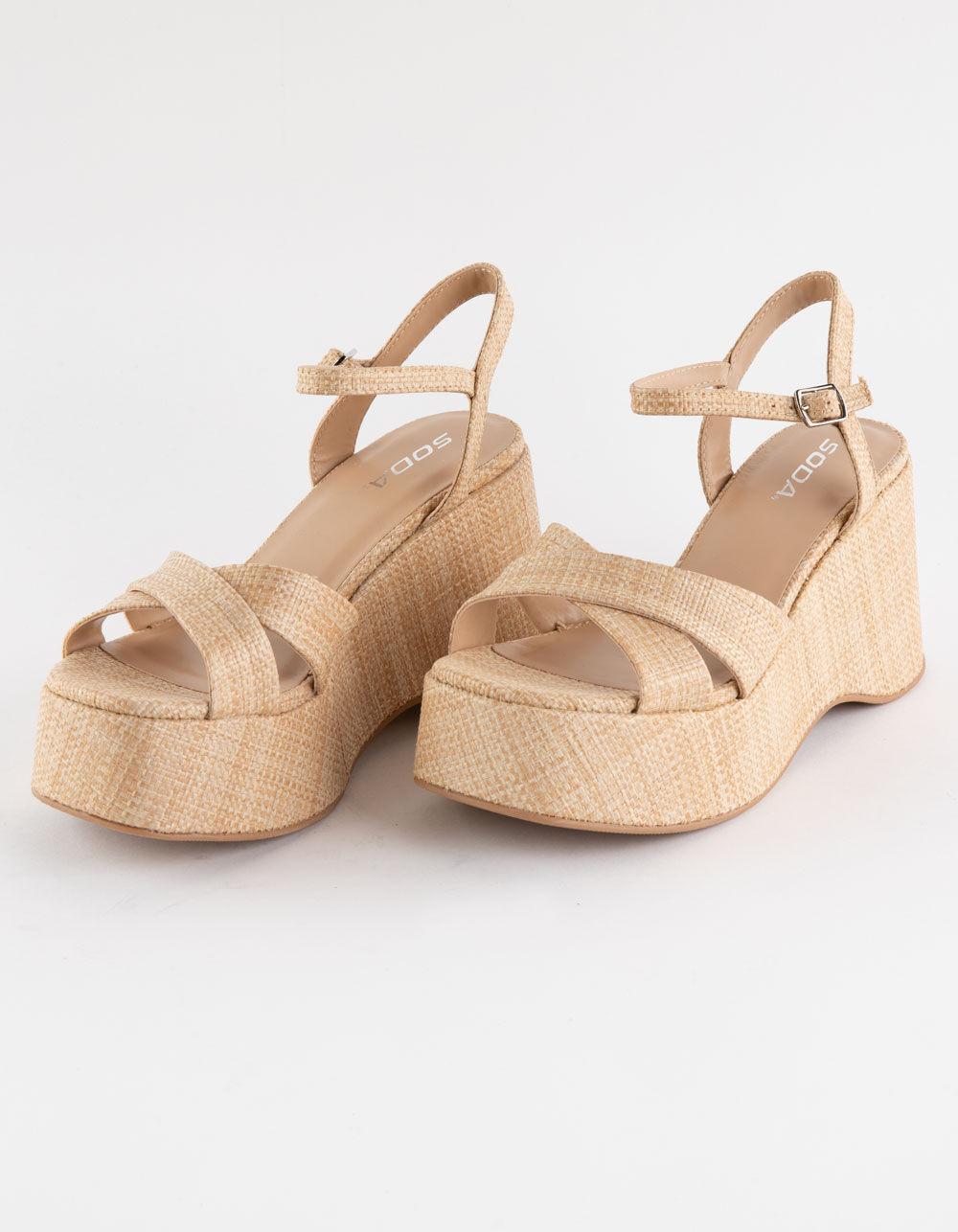 SODA Cross Band Womens Platform Wedges Product Image