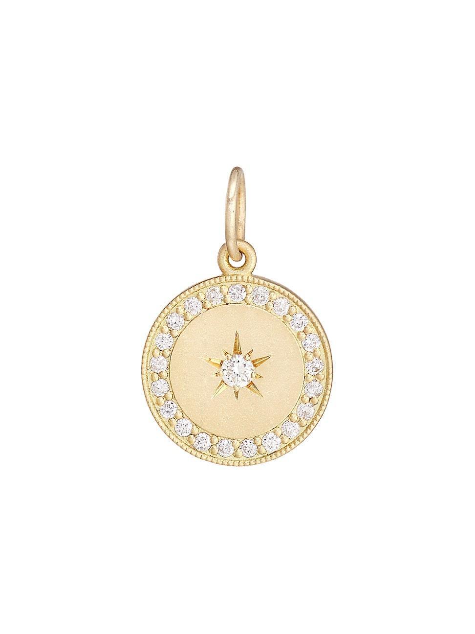 Womens Full Moon 18K Yellow Gold & Diamond Pendant Necklace Product Image