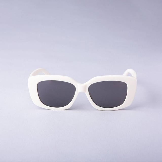 Womens Rounded Cateye Rectangle Sunglasses - A New Day Ivory Product Image