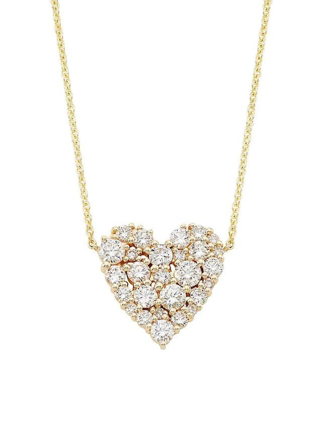 Womens 14K Yellow Gold & Diamond Heart Pendant Necklace - Yellow Gold Product Image