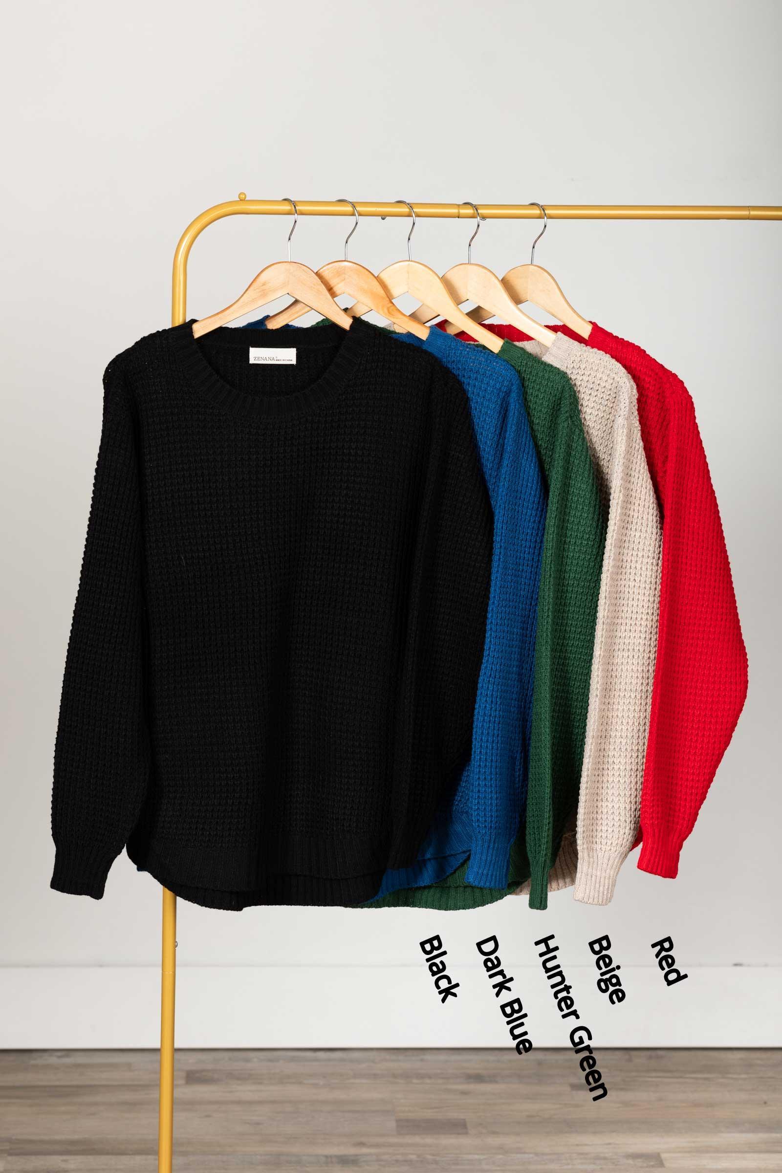 Waffle Knit Round Hem Sweater Product Image