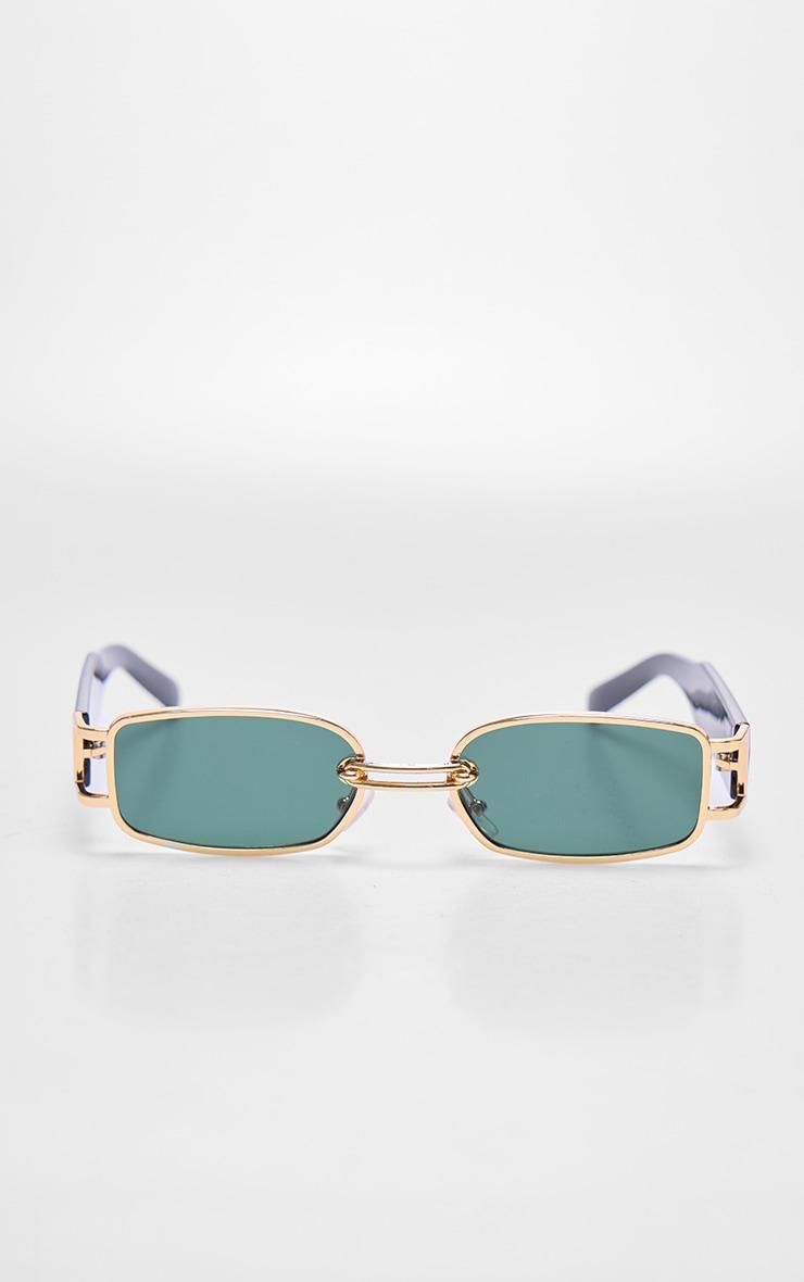 Gold Frame Slim Square Chunky Sunglasses Product Image