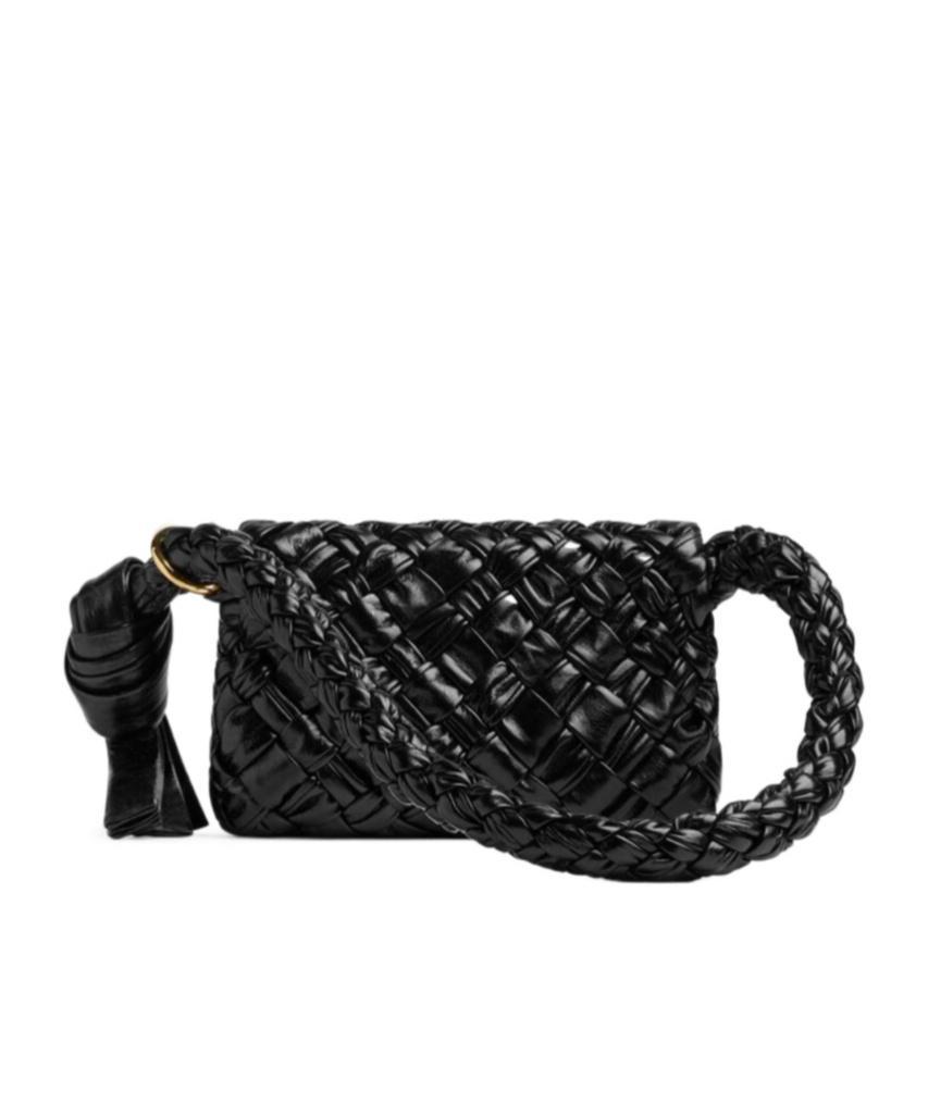 BOTTEGA VENETA Kalimero Città Intreccio Leather Shoulder Bag In Black Product Image