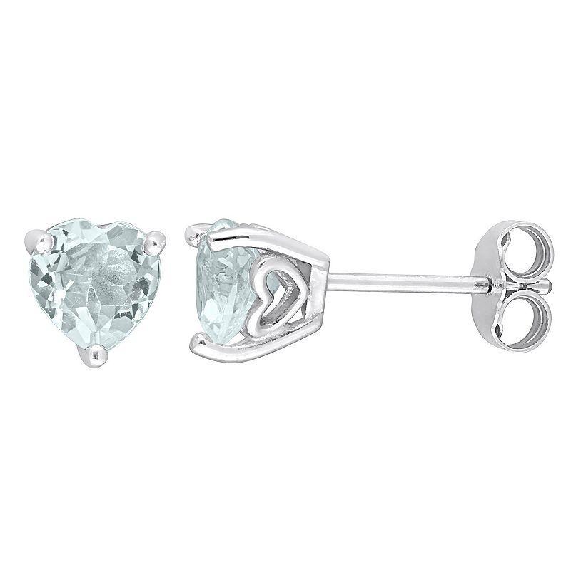 Stella Grace Sterling Silver & Gemstone Heart Stud Earrings, Womens, Blue Product Image