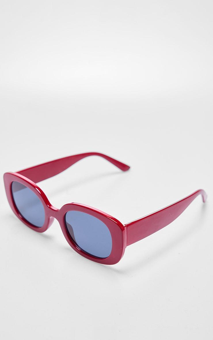 Burgundy Chunky Frame Round Sunglasses Product Image