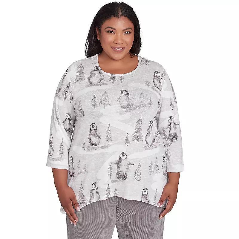 Plus Size Alfred Dunner Penguin Crewneck Top, Womens Product Image