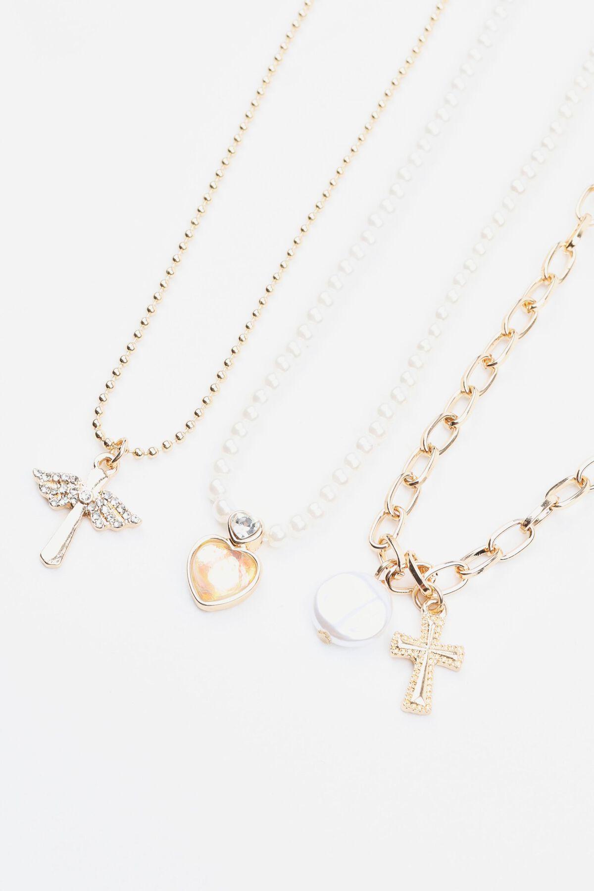 Set of 3 Heart, Wing, & Cross Necklace Product Image