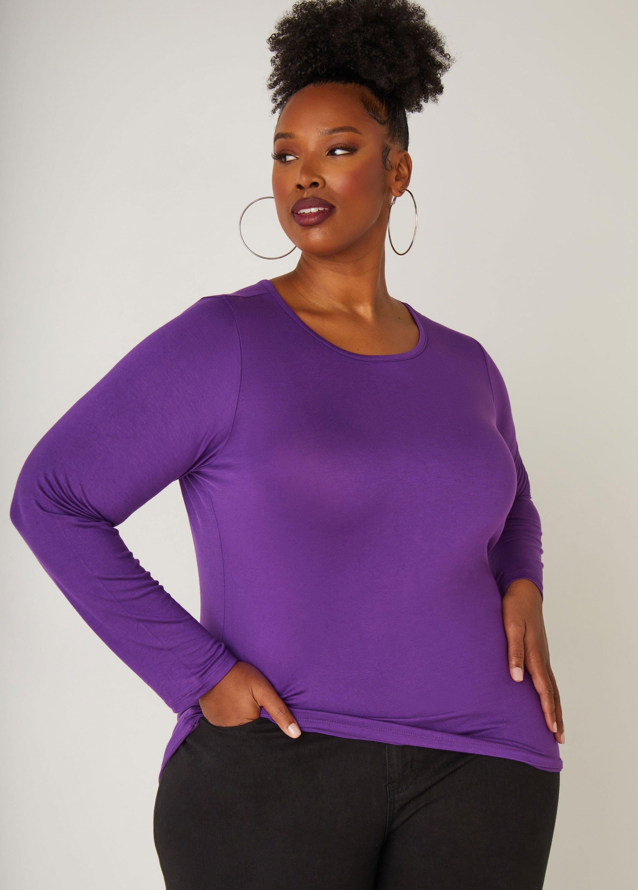 Plus Size Long Sleeve Basic Jersey Tee Ashley Stewart Product Image