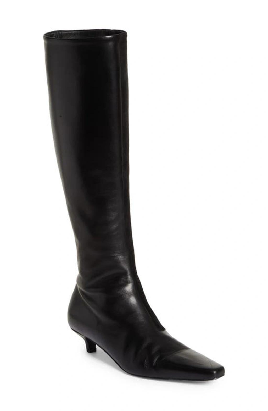 50mm The Slim Leather Tall Boots In Black Product Image