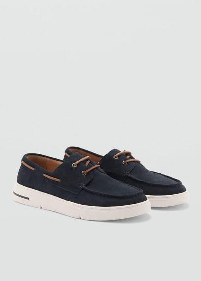 MANGO MAN - Split leather nautical shoe dark navyMen Product Image