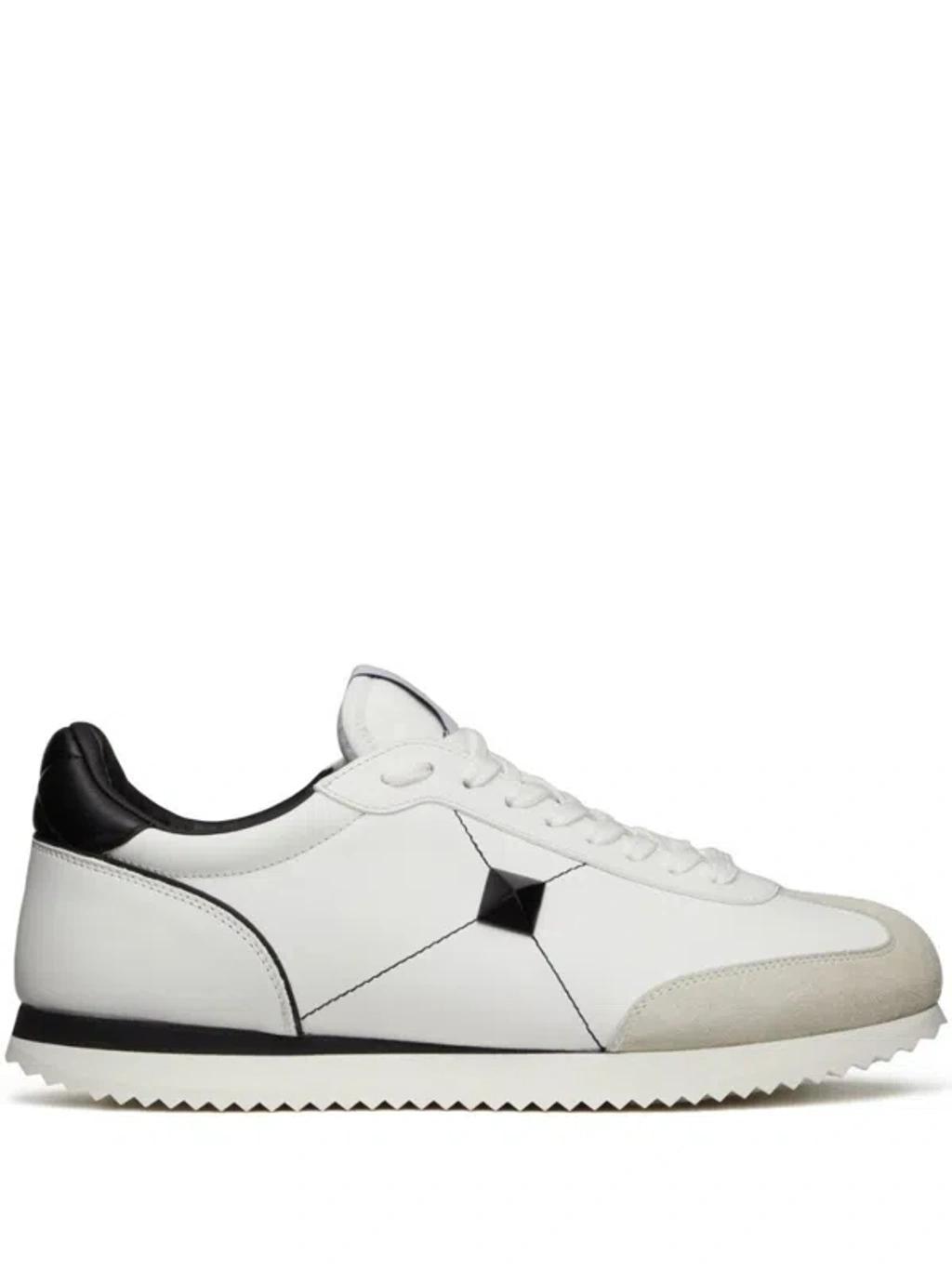 Stud Around Leather Sneakers In White Product Image