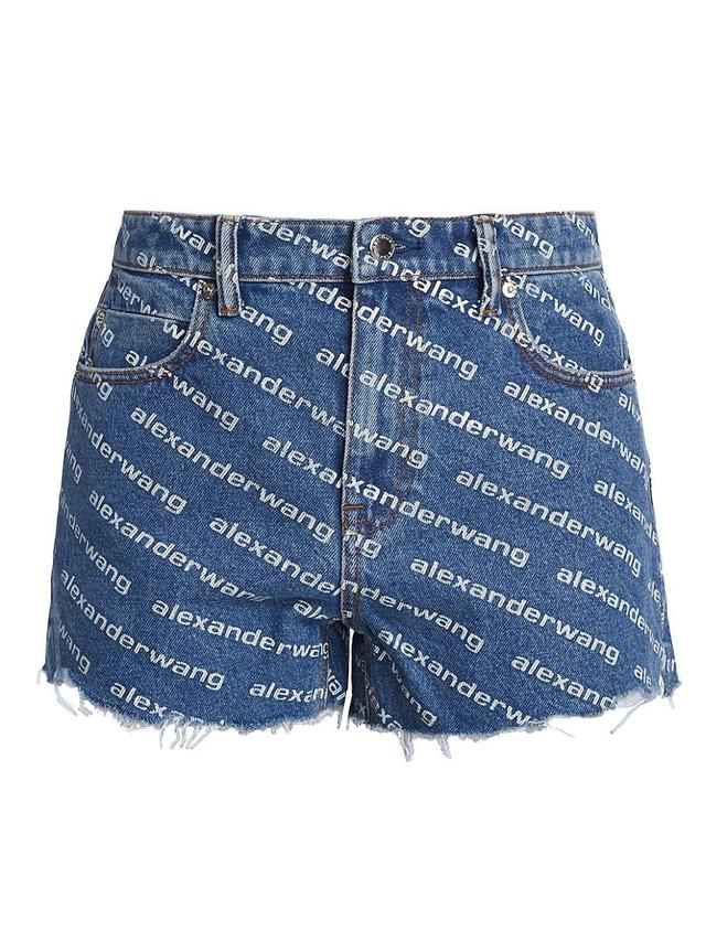 Alexander Wang Bite Logo High Waist Cutoff Denim Shorts Product Image