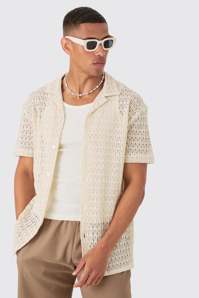 Oversized Open Knit Shirt | boohooMAN USA Product Image