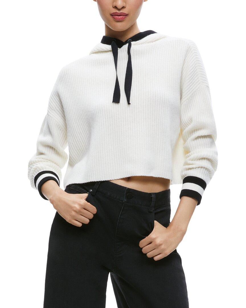 Alice + Olivia Lumi Wide Cords Wool & Cashmere-blend Hoodie In White Product Image