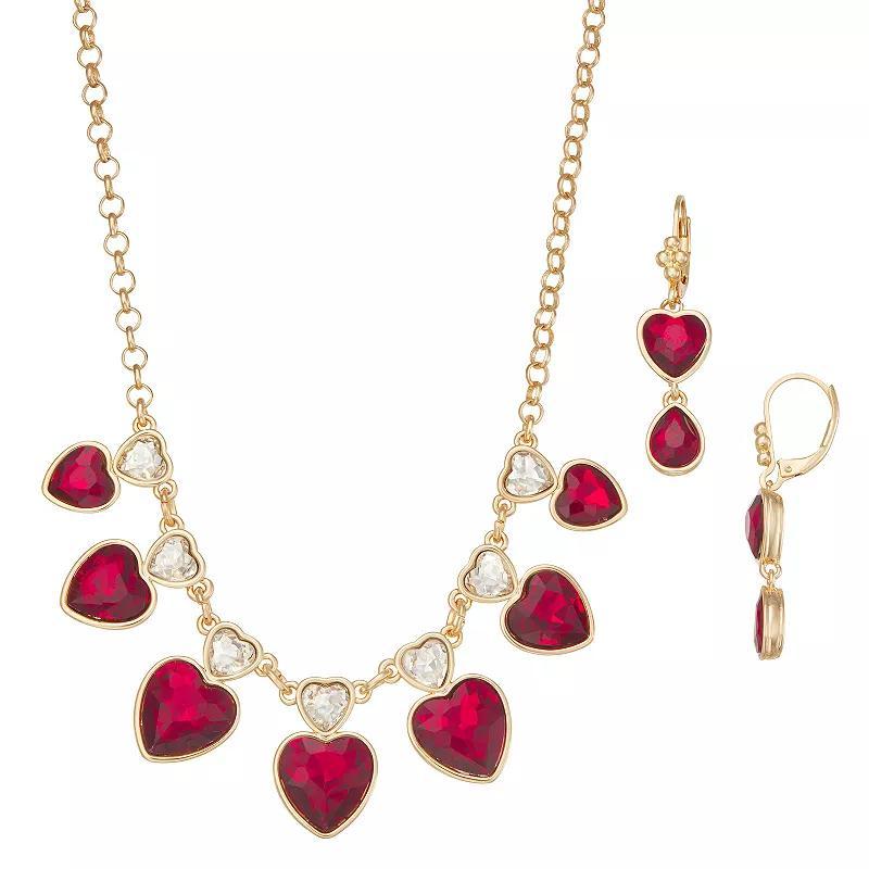 Napier Gold Tone Always Love Necklace & Drop Earrings Set, Womens, Red Product Image