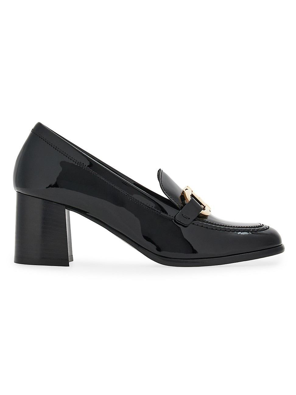 Ferragamo Womens Marlena Gancini Patent Leather Block Heel Loafers Product Image