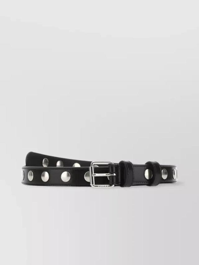 Adjustable Leather Belt With Silver Buckle In Black Product Image