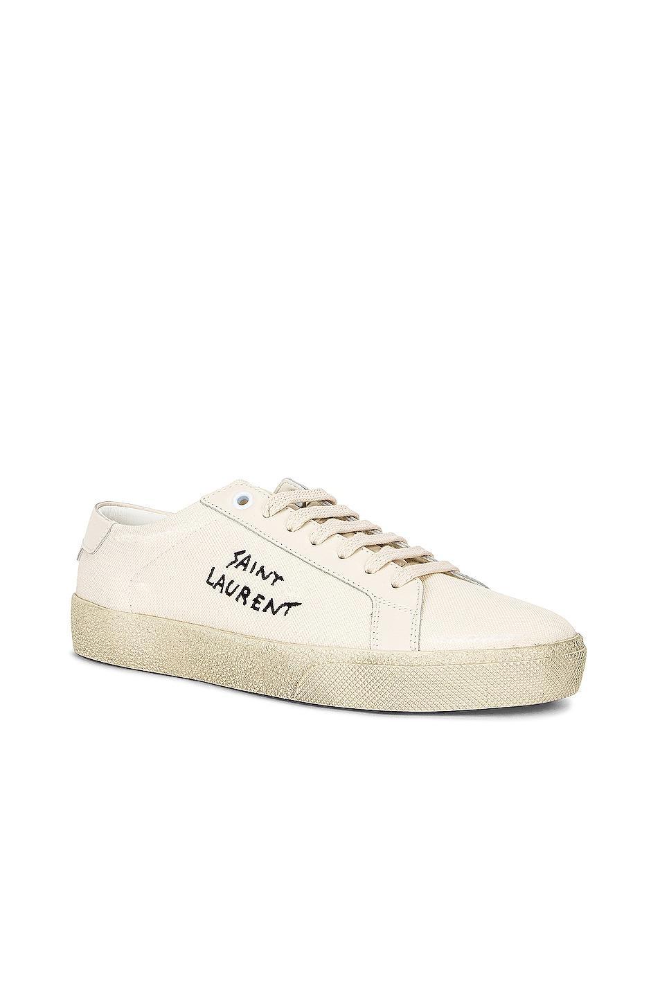 Saint Laurent Embroidered Sneakers in Ivory Product Image