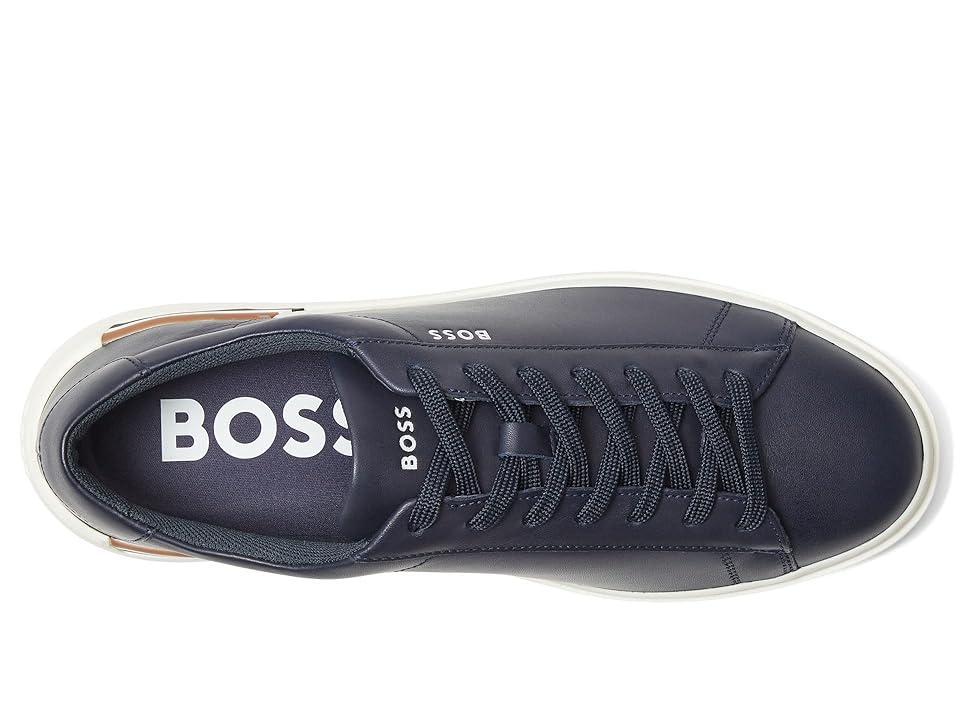 BOSS Clint Smooth Leather Low Profile Sneakers (Dark Blue) Men's Shoes Product Image