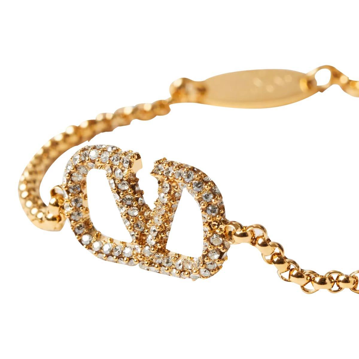 Vlogo Signature In Metal And Swarovski® Crystals Bracelet In ゴールド Product Image