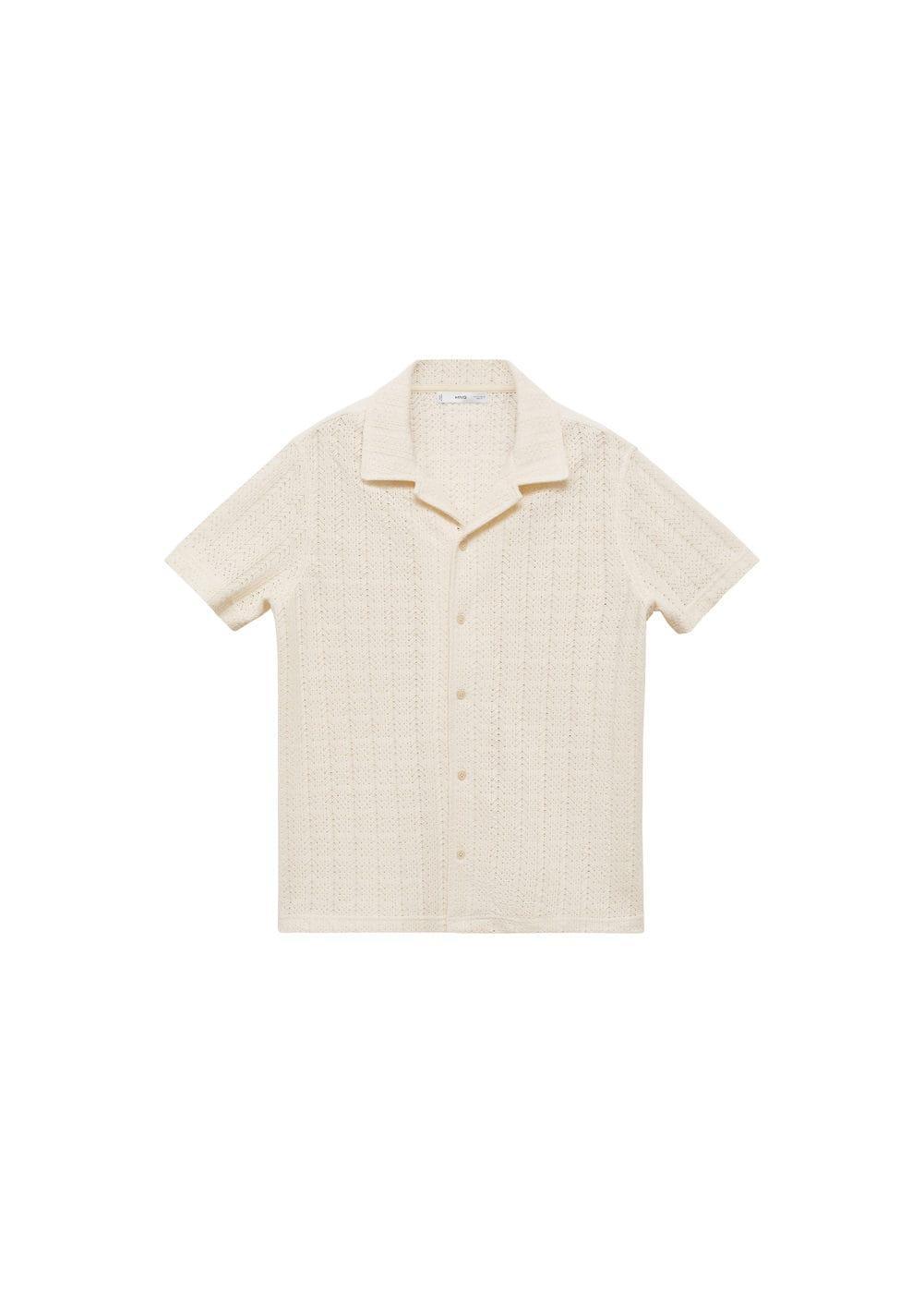 MANGO MAN - Openwork cotton knitte polo shirt ecruMen Product Image