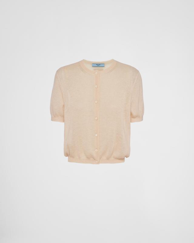 Short-sleeved cashmere cardigan Product Image