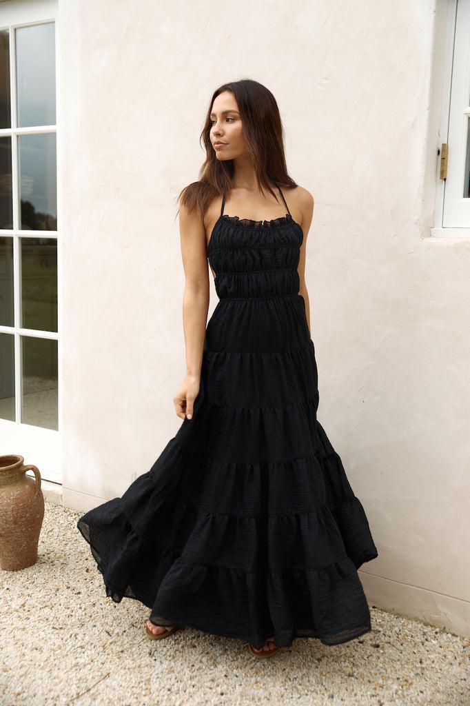 Renaissance Art Maxi Dress Black Product Image