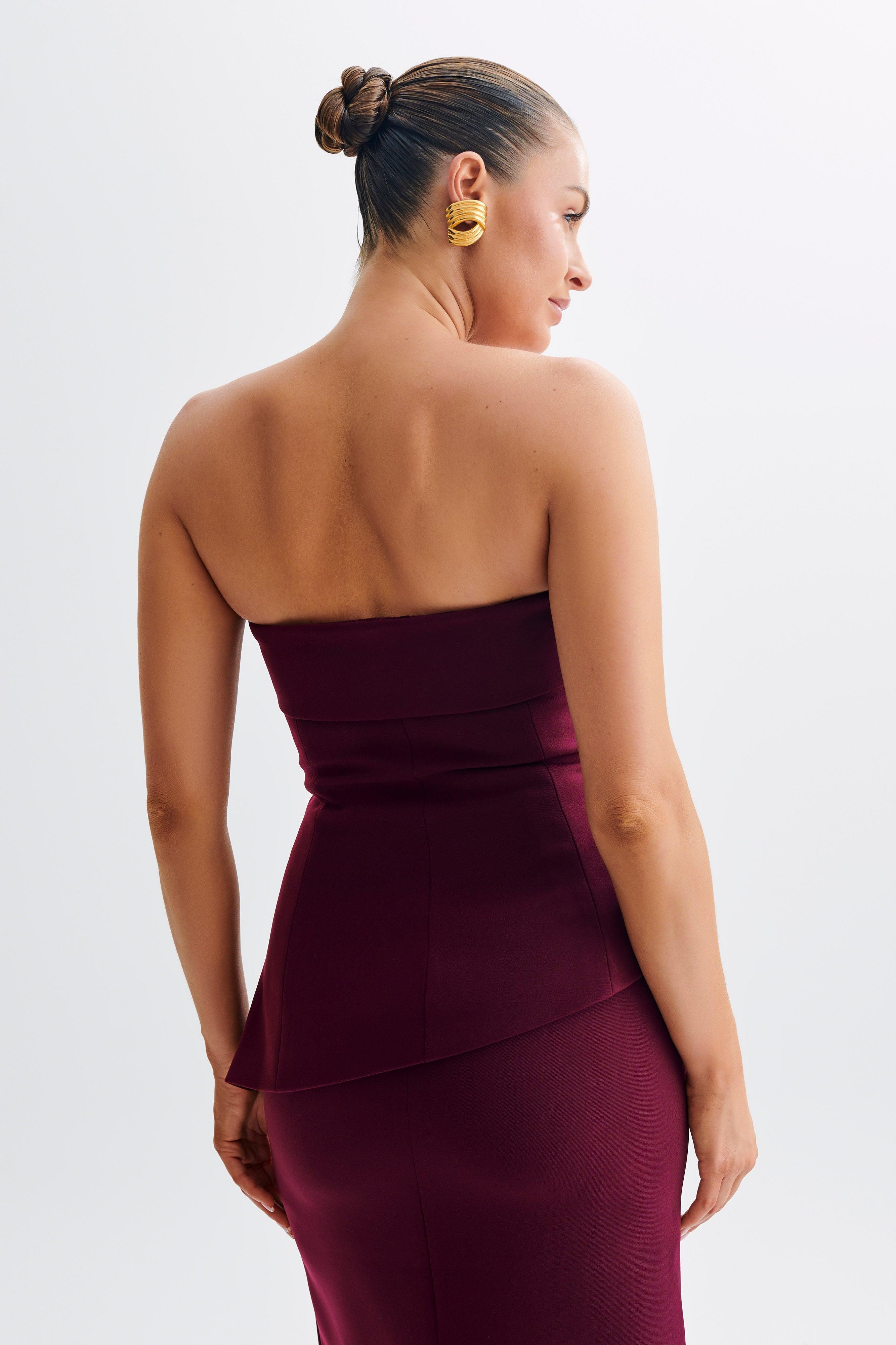 Micah Suiting Strapless Top - Plum Product Image