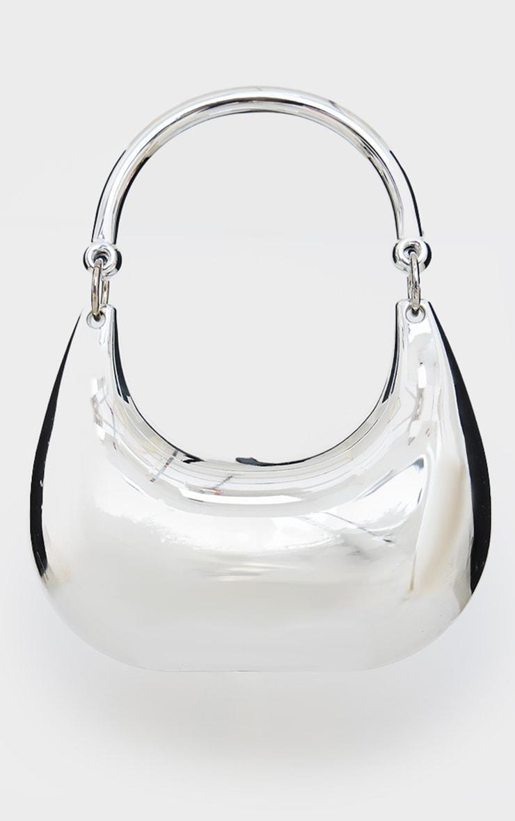 Silver Hard Smooth Curved Shoulder Bag Product Image