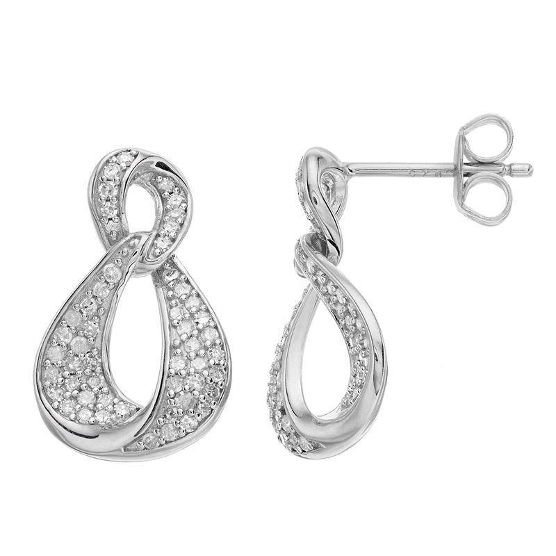 Sterling Silver 1/2 Carat T.W. Diamond Drop Earrings, Womens, White Product Image