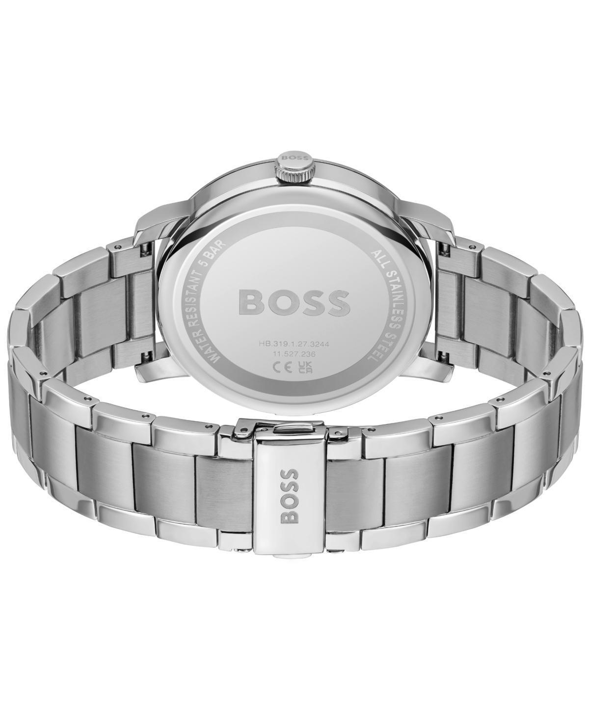 Hugo Boss Mens Contender Quartz Multifunction Silver-Tone Stainless Steel Watch 44mm Product Image