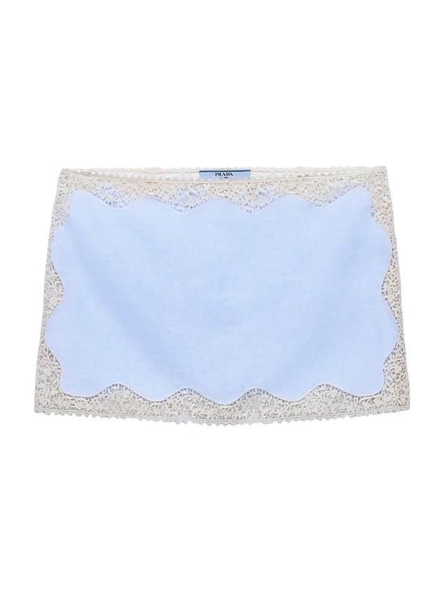 Womens Embroidered, Lace-Trimmed Linen Miniskirt Product Image