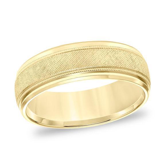 Men's 7.0mm Comfort-Fit Florentine Milgrain Wedding Band in 14K Gold Product Image