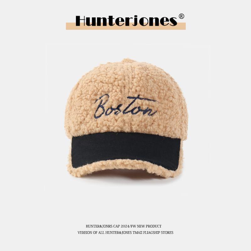 Lettering Embroidered Fleece Baseball Cap Product Image