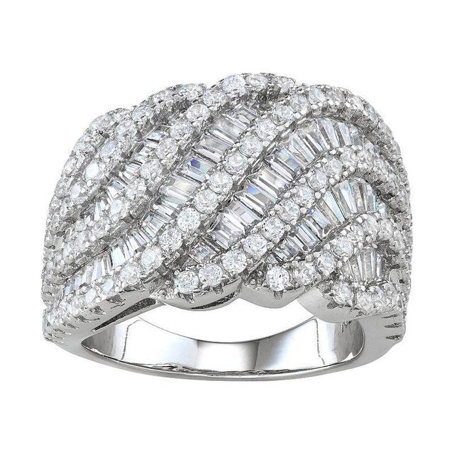 Designs by Gioelli Sterling Silver Cubic Zirconia Layered Wave Ring, Womens Product Image