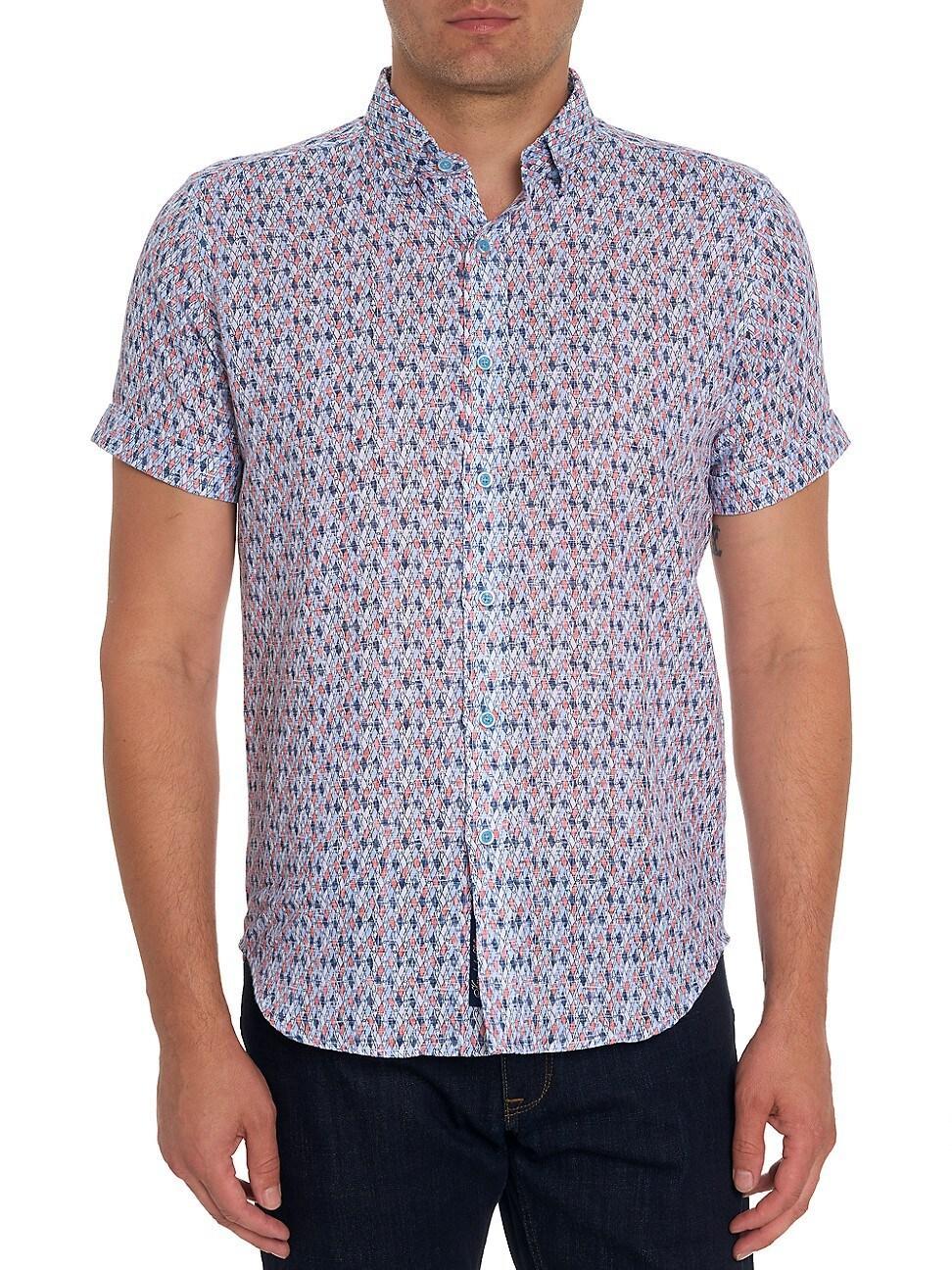 Mens Chandler Harlequin Linen & Cotton-Blend Shirt Product Image