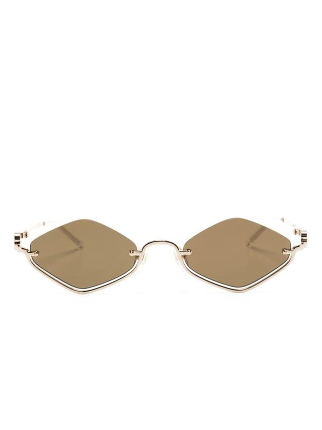 Double G Geometric-frame Sunglasses In Gold Product Image