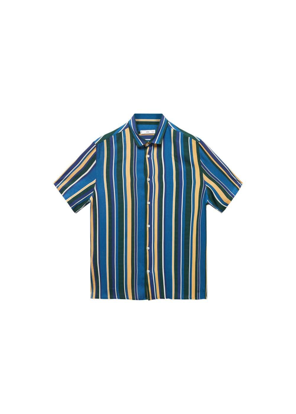 MANGO MAN - Short sleeve striped shirt blueMen Product Image