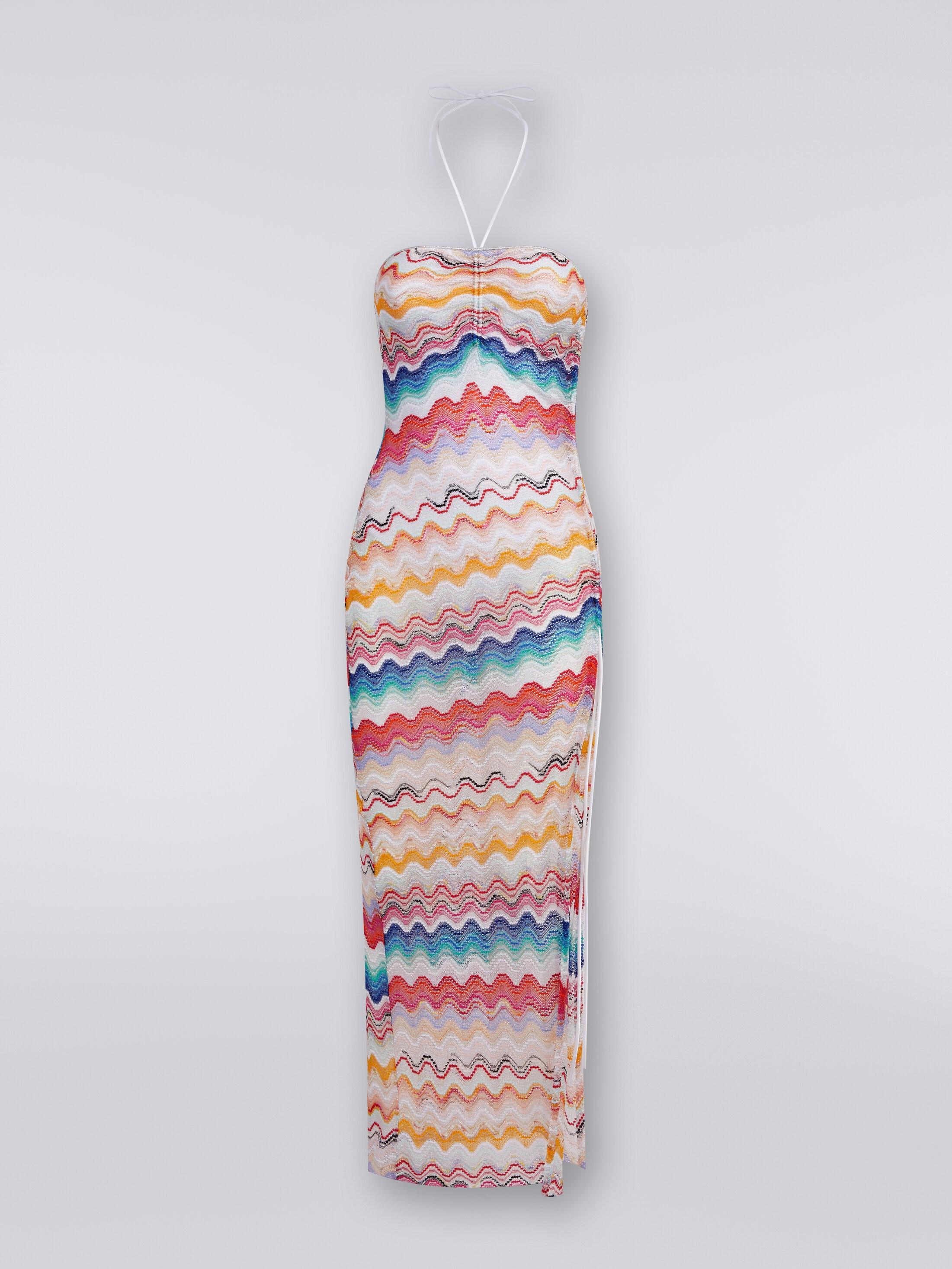 Long cover up dress in wave motif crochet Product Image